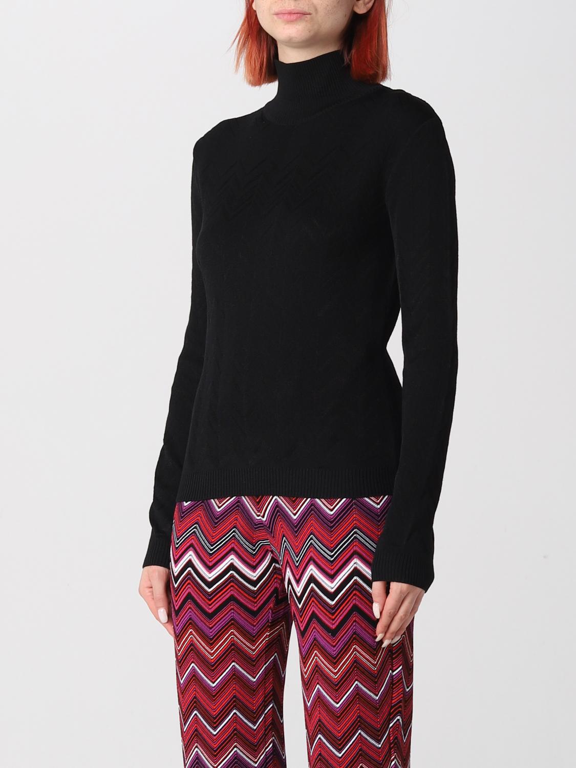MISSONIブラック タートルネック スパンコール刺繍 トップス MISSONI: sweater in wool and viscose - Black | Missoni sweater