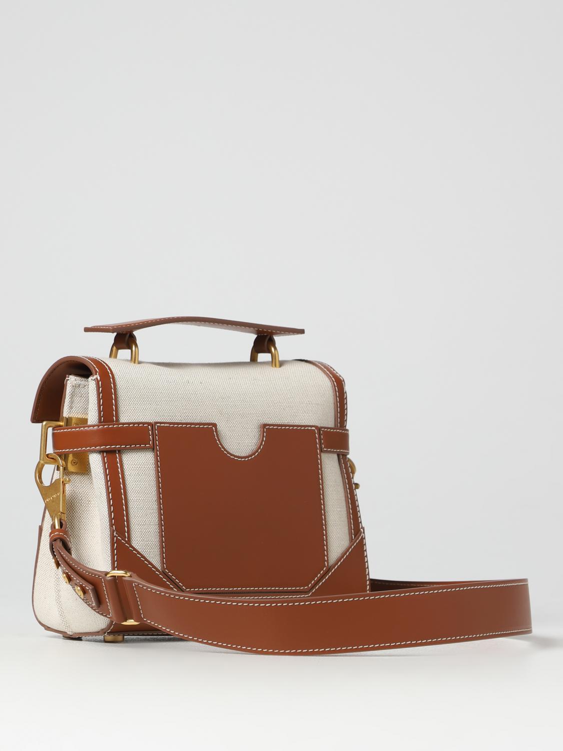 BALMAIN BORSA A MANO: Borsa B-Buzz Balmain in canvas e pelle, Beige - Img 2