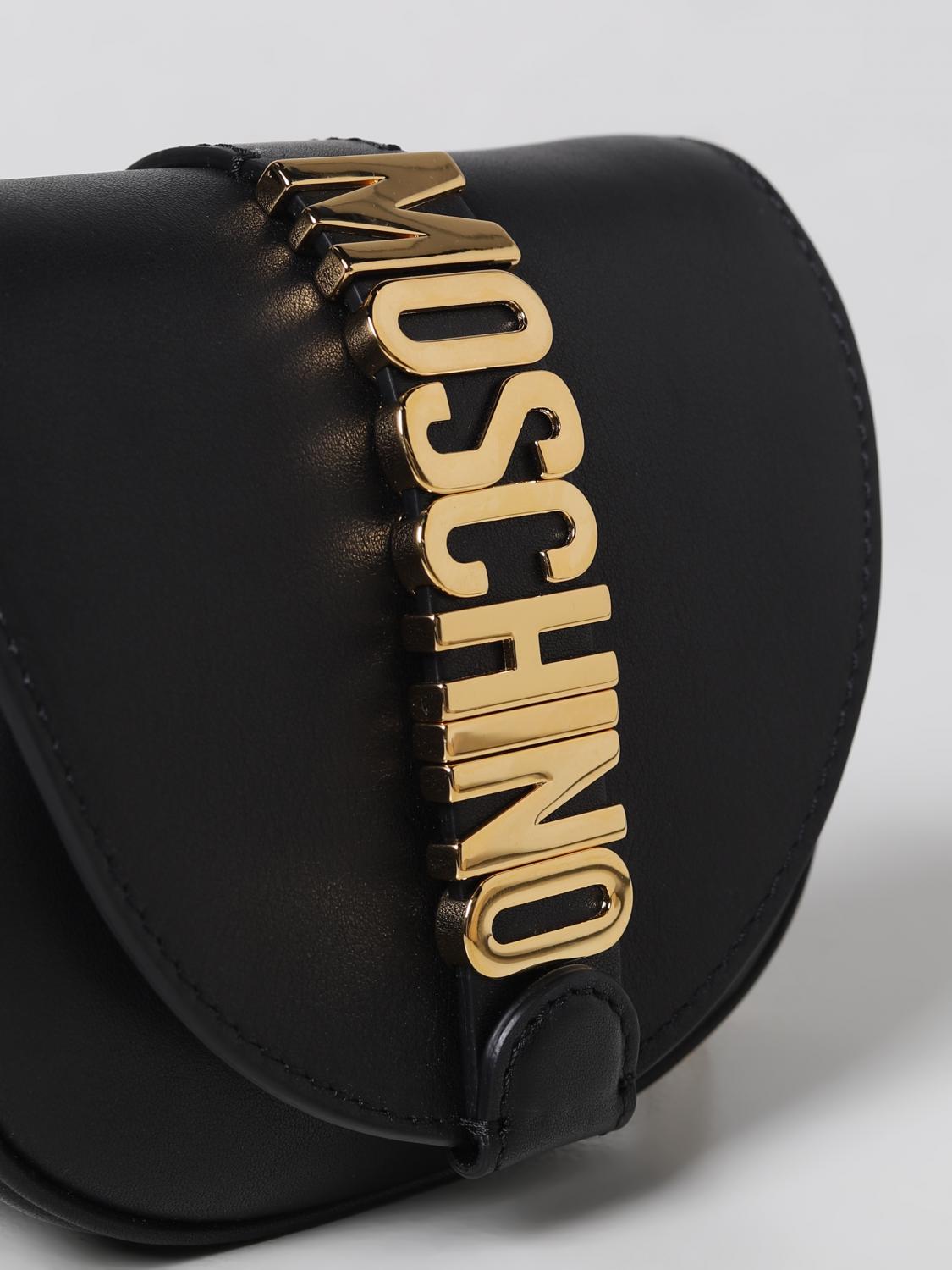 MOSCHINO COUTURE BORSA MINI: Borsa Moschino Couture in pelle con logo in metallo, Nero - Img 3