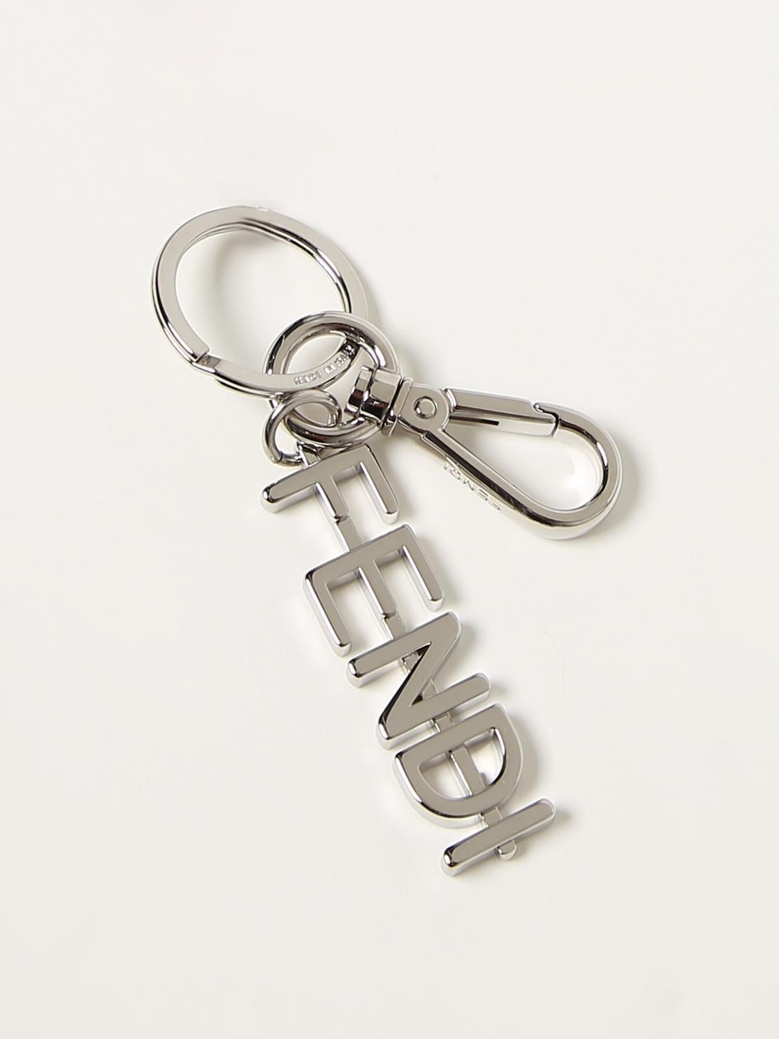 Fendi Fendigraphy brass keyring - Silver | 7AP075B08 | GIGLIO.COM