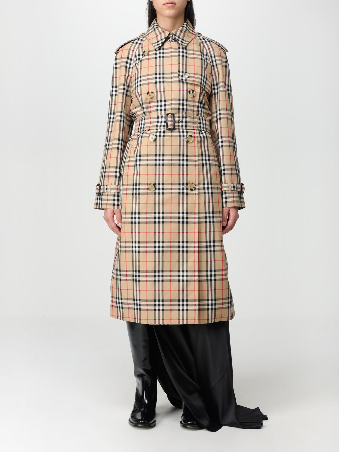 BURBERRY TRENCH COAT: Burberry trench coat in cotton with Check print, Beige - Img 1