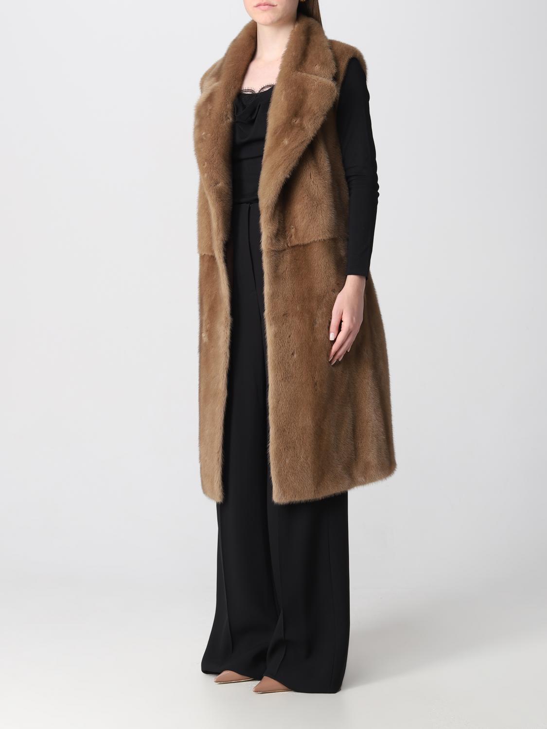 SIMONETTA RAVIZZA: Gilet in pelliccia di visone Marrone Gilet