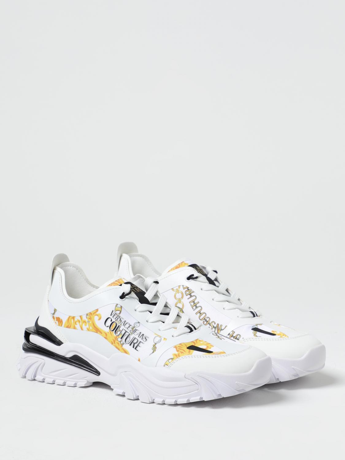 VERSACE JEANS COUTURE SNEAKERS: Sneakers Baroque Versace Jeans Couture in nylon e pelle sintetica, Bianco - Img 2