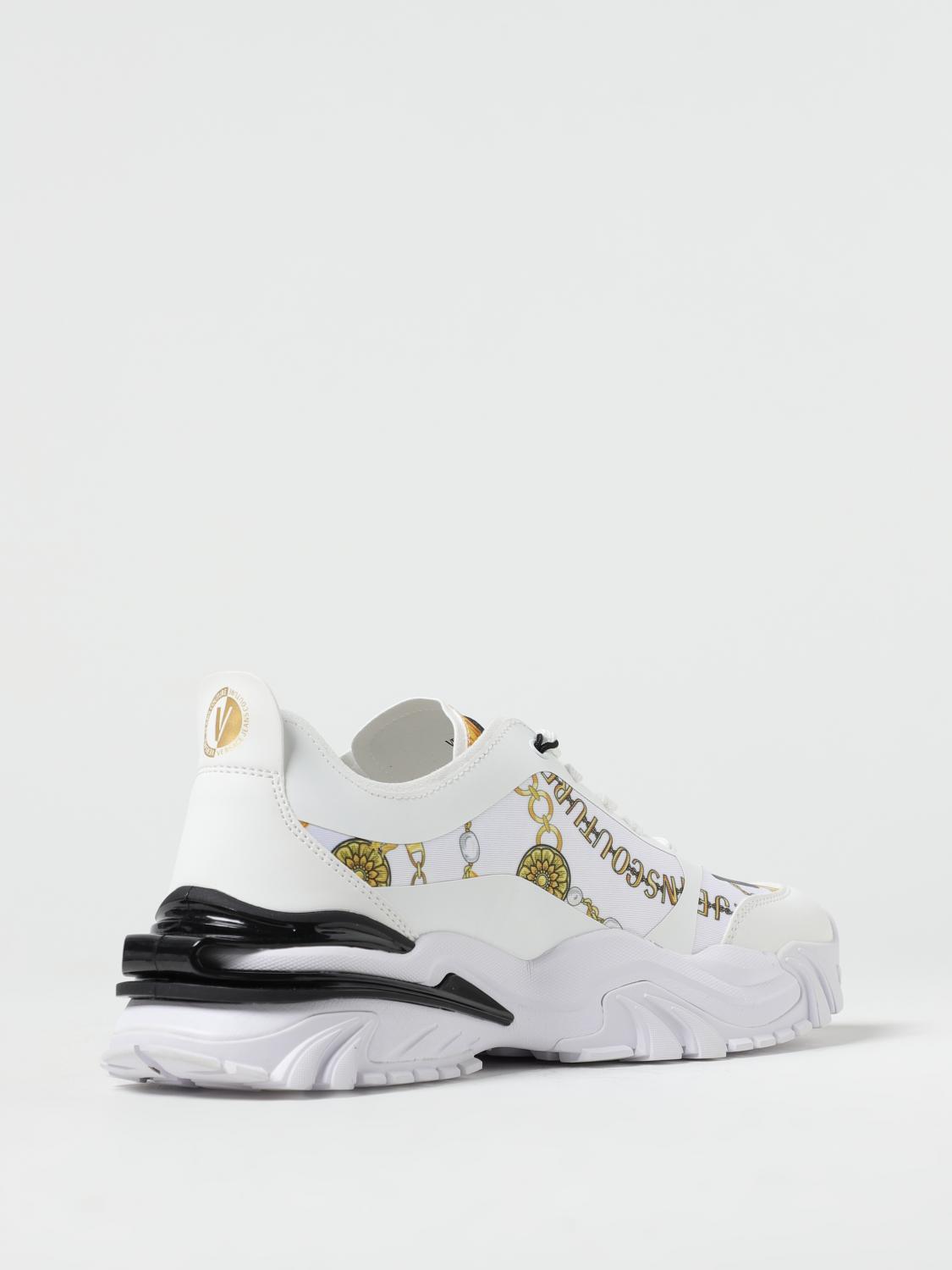 VERSACE JEANS COUTURE SNEAKERS: Sneakers Baroque Versace Jeans Couture in nylon e pelle sintetica, Bianco - Img 3