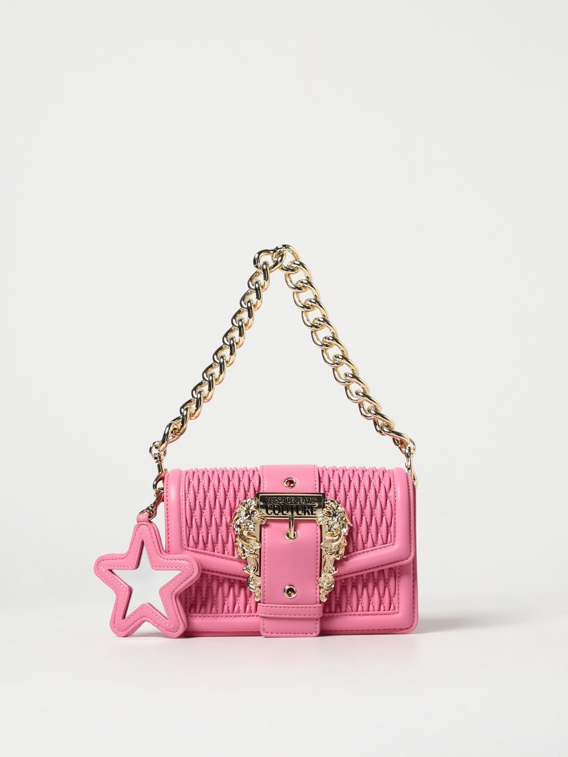 VERSACE JEANS COUTURE BORSA MINI: Borsa Versace Jeans Couture in pelle sintetica trapuntata, Rosa - Img 1