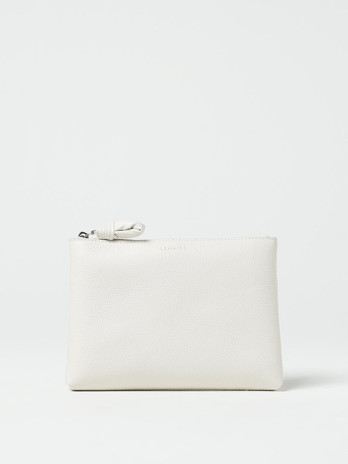 LEMAIRE CLUTCH: Clutch Lemaire in pelle a grana, Bianco - Img 1