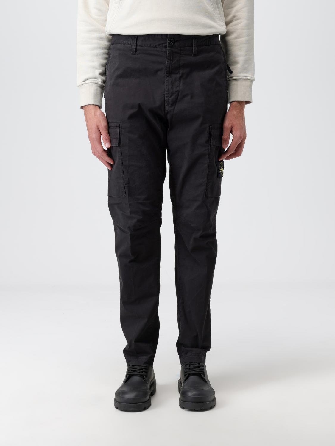 STONE ISLAND PANTALONI: Pantalone cargo Stone Island in gabardine di cotone stretch, Nero - Img 1