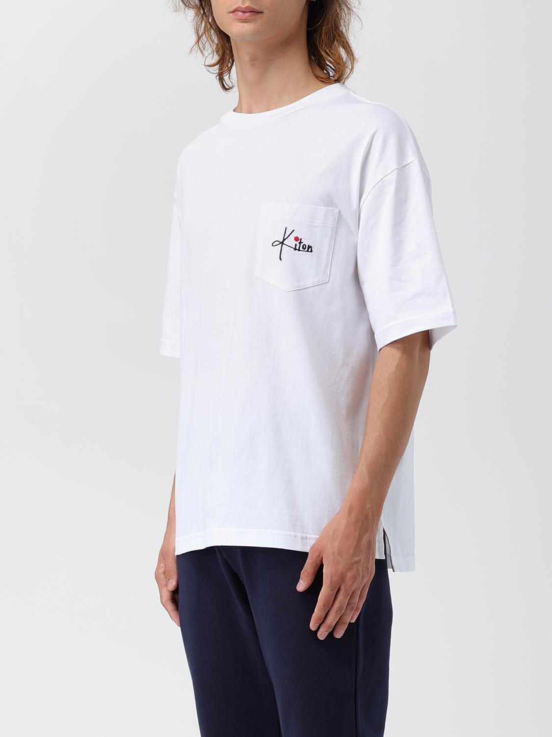 KITON T-SHIRT: T-shirt Kiton in cotone con ricamo, Bianco - Img 4