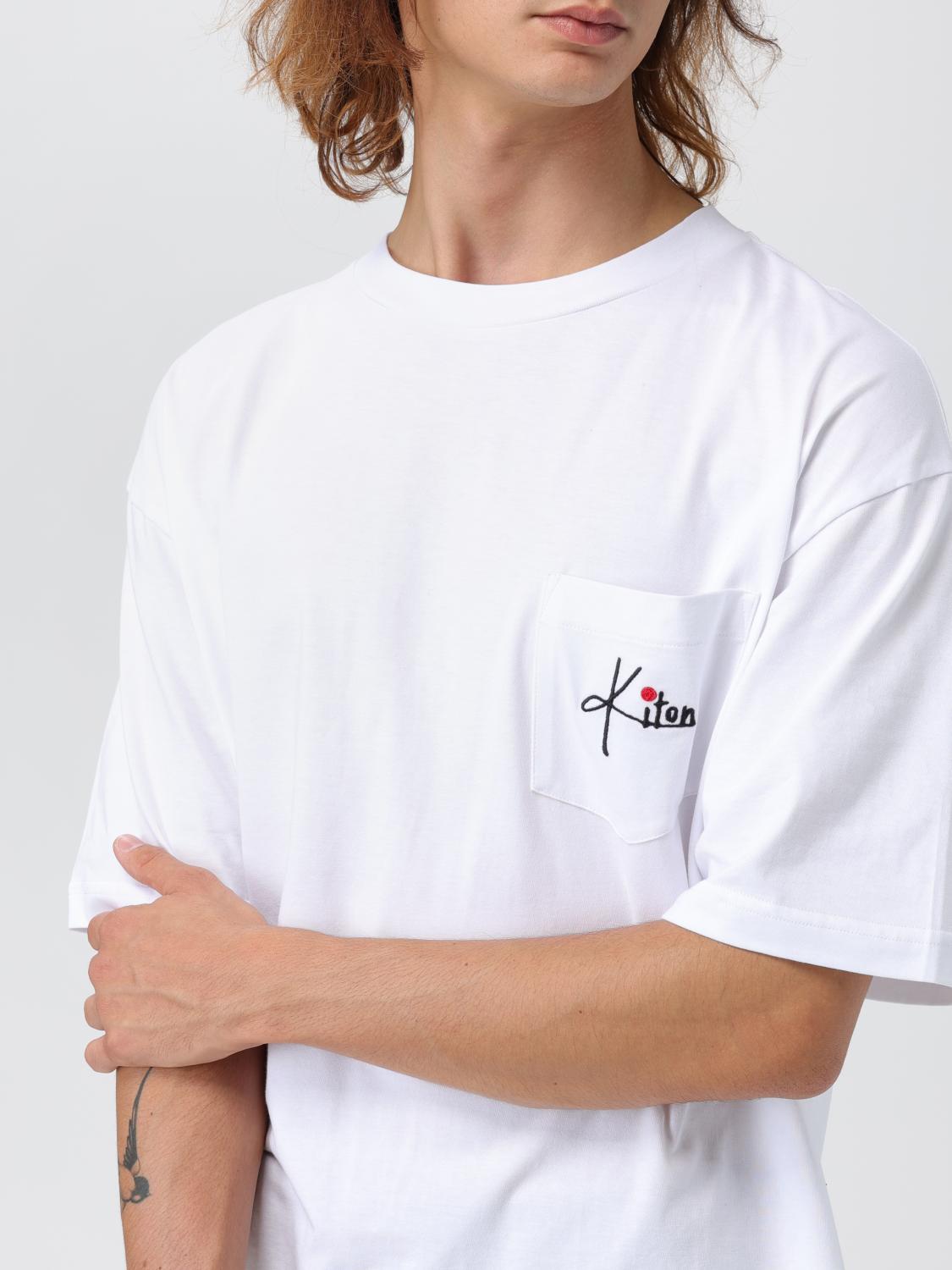 KITON T-SHIRT: T-shirt Kiton in cotone con ricamo, Bianco - Img 5