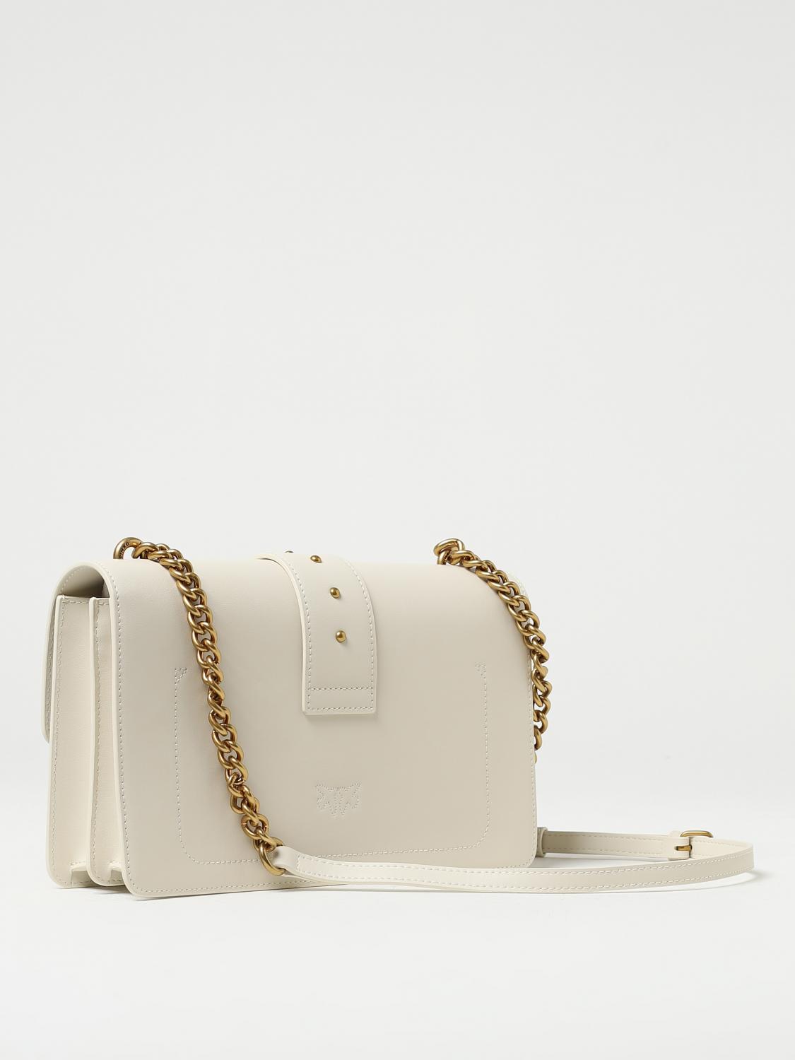 PINKO BORSA A SPALLA: Borsa Love One Classic Pinko in pelle liscia, Bianco - Img 2