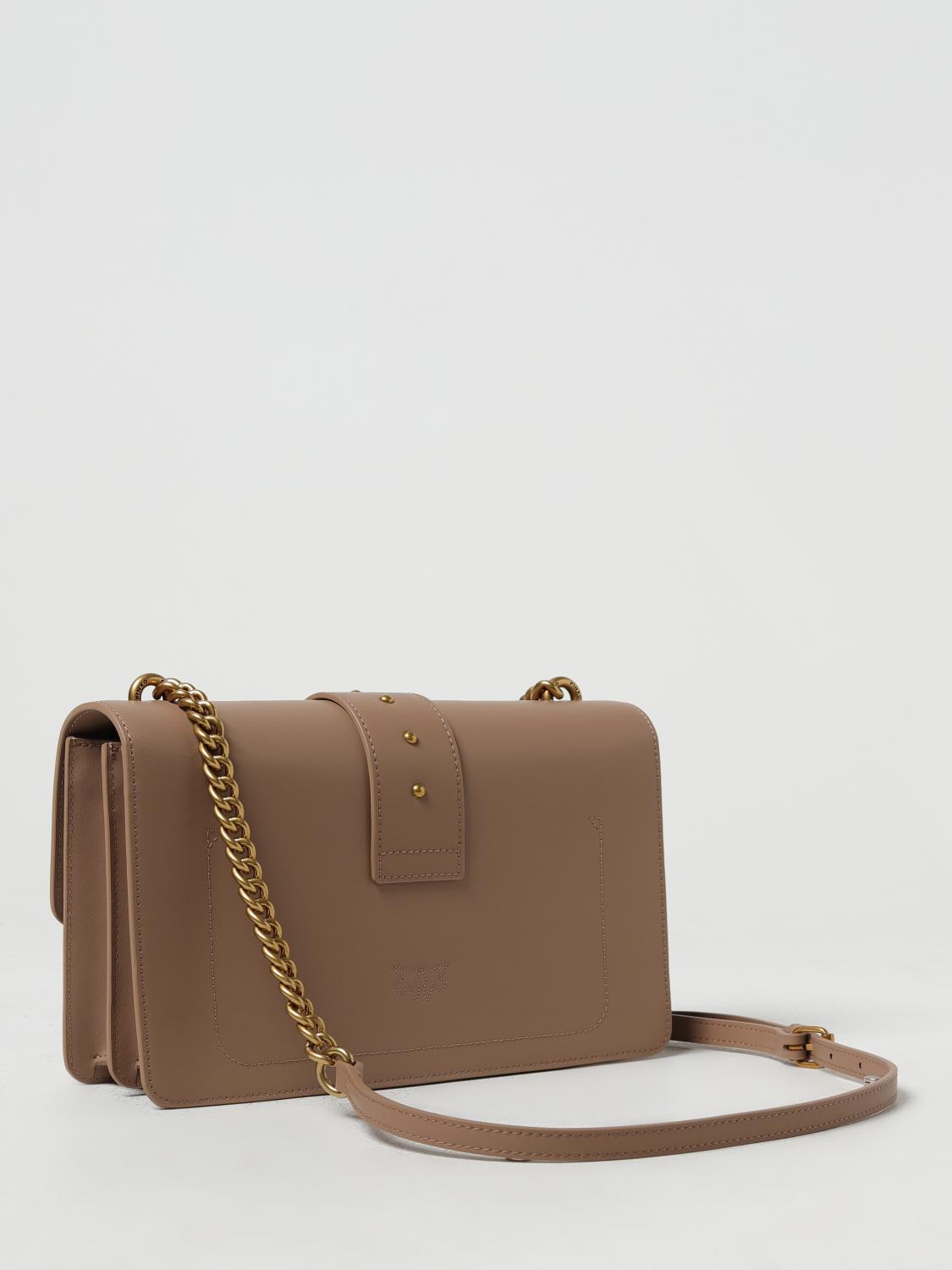 PINKO BORSA A SPALLA: Borsa Love One Classic Pinko in pelle liscia, Beige - Img 2