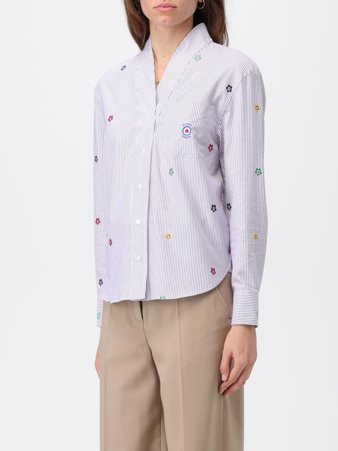 KENZO CAMICIA: Camicia Kenzo in cotone con ricami Boke Flower a contrasto, Viola - Img 3