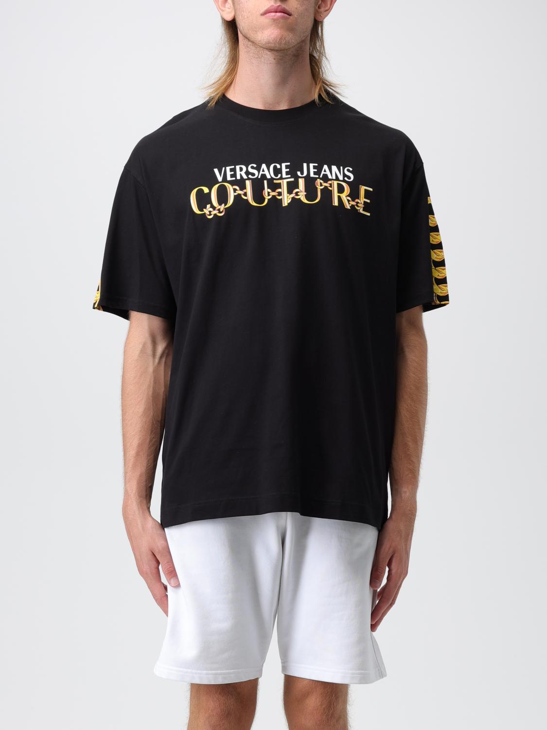 Giglio T-shirt Versace Jeans Couture in cotone con stampa Chain Logo