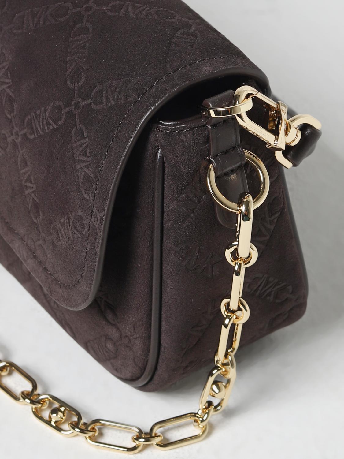MICHAEL KORS SHOULDER BAG: Michael Kors Parker bag in suede with monogram, Brown - Img 3