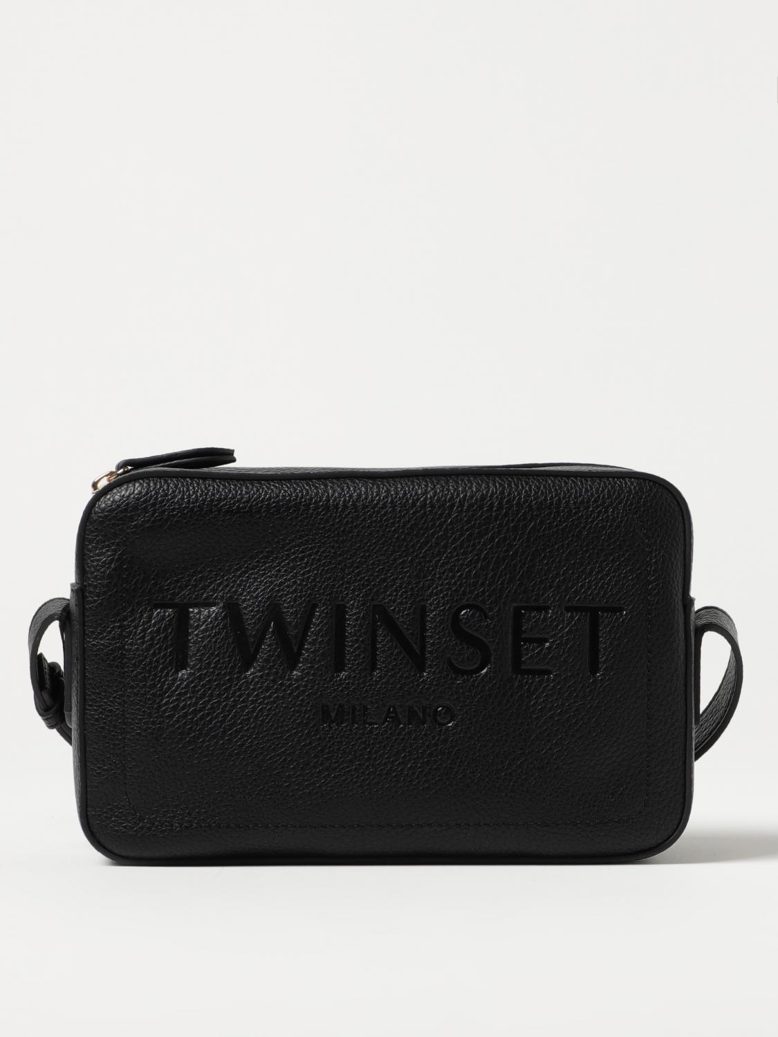 TWINSET BORSA A TRACOLLA: Borsa Twinset in pelle sintetica a grana, Nero - Img 1