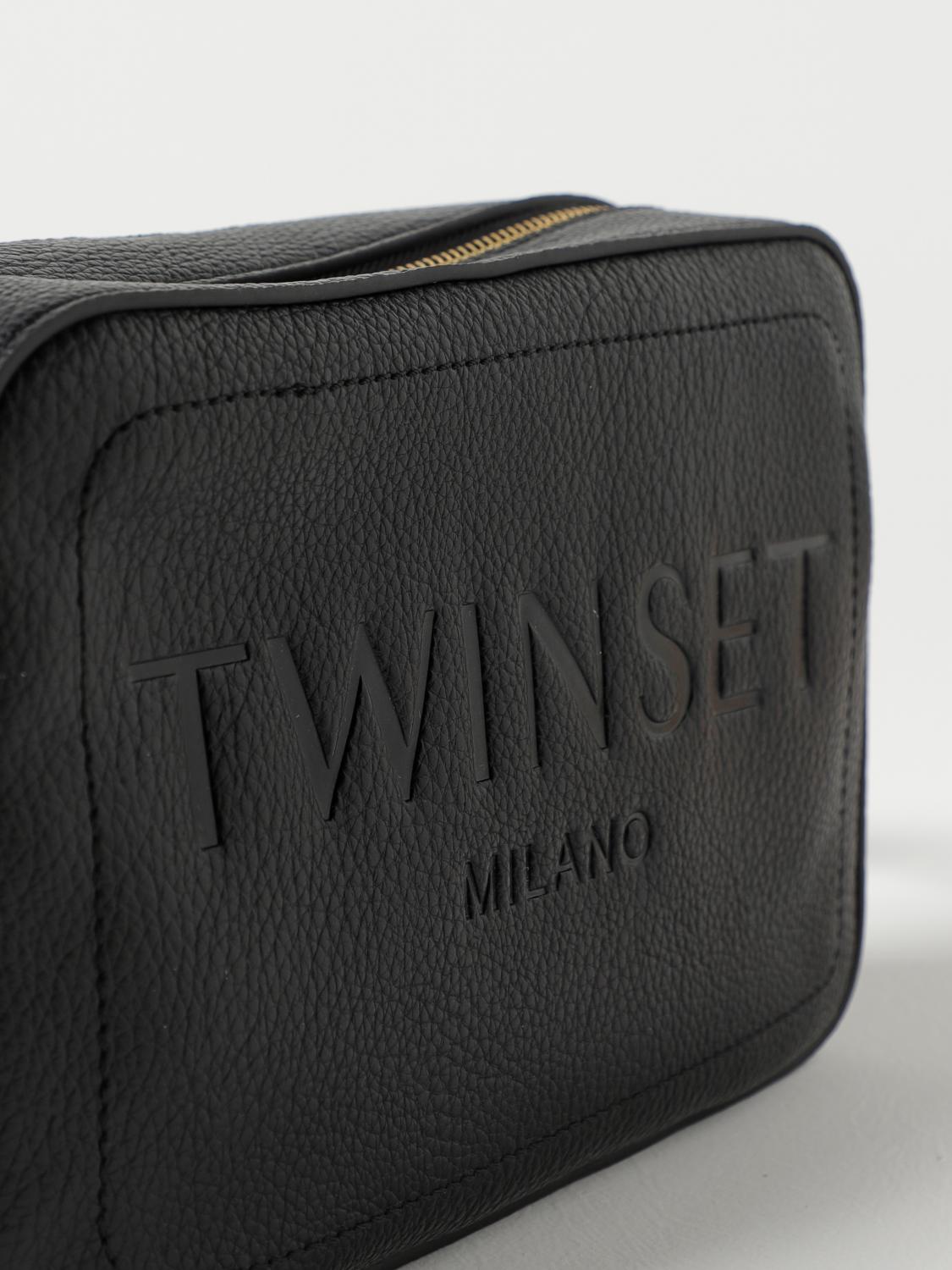 TWINSET BORSA A TRACOLLA: Borsa Twinset in pelle sintetica a grana, Nero - Img 3
