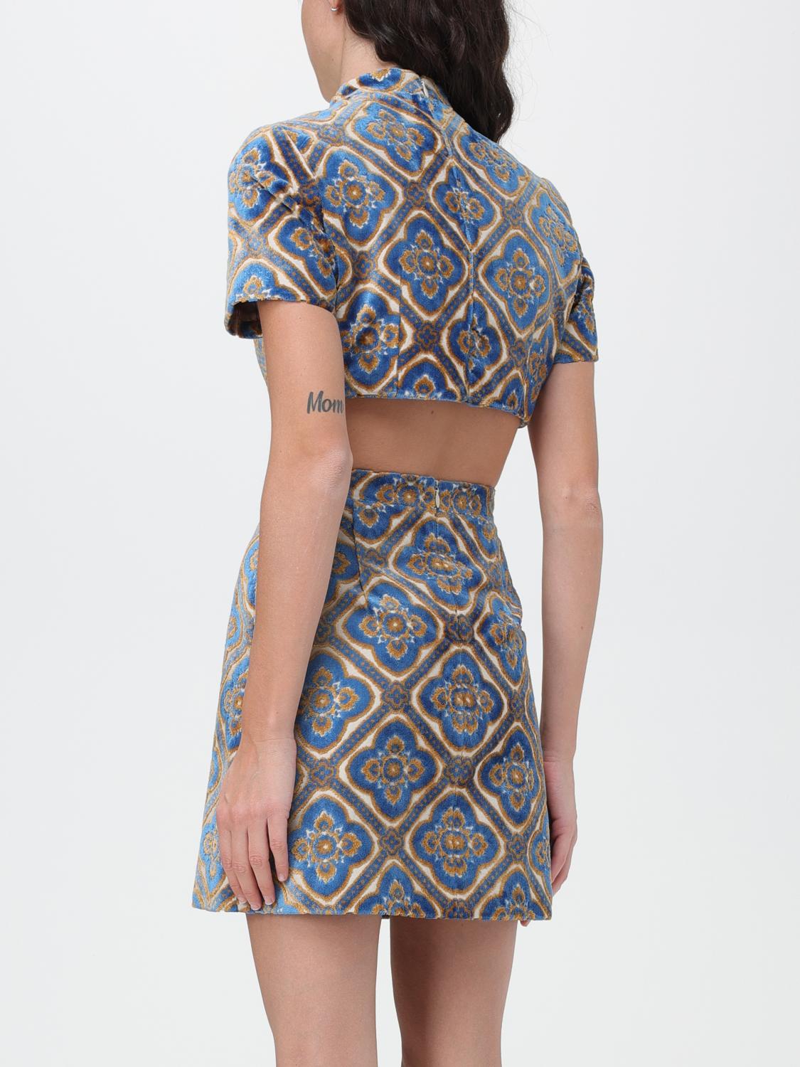 ETRO TOP: Etro top in viscose and cotton jacquard velvet, Blue - Img 3