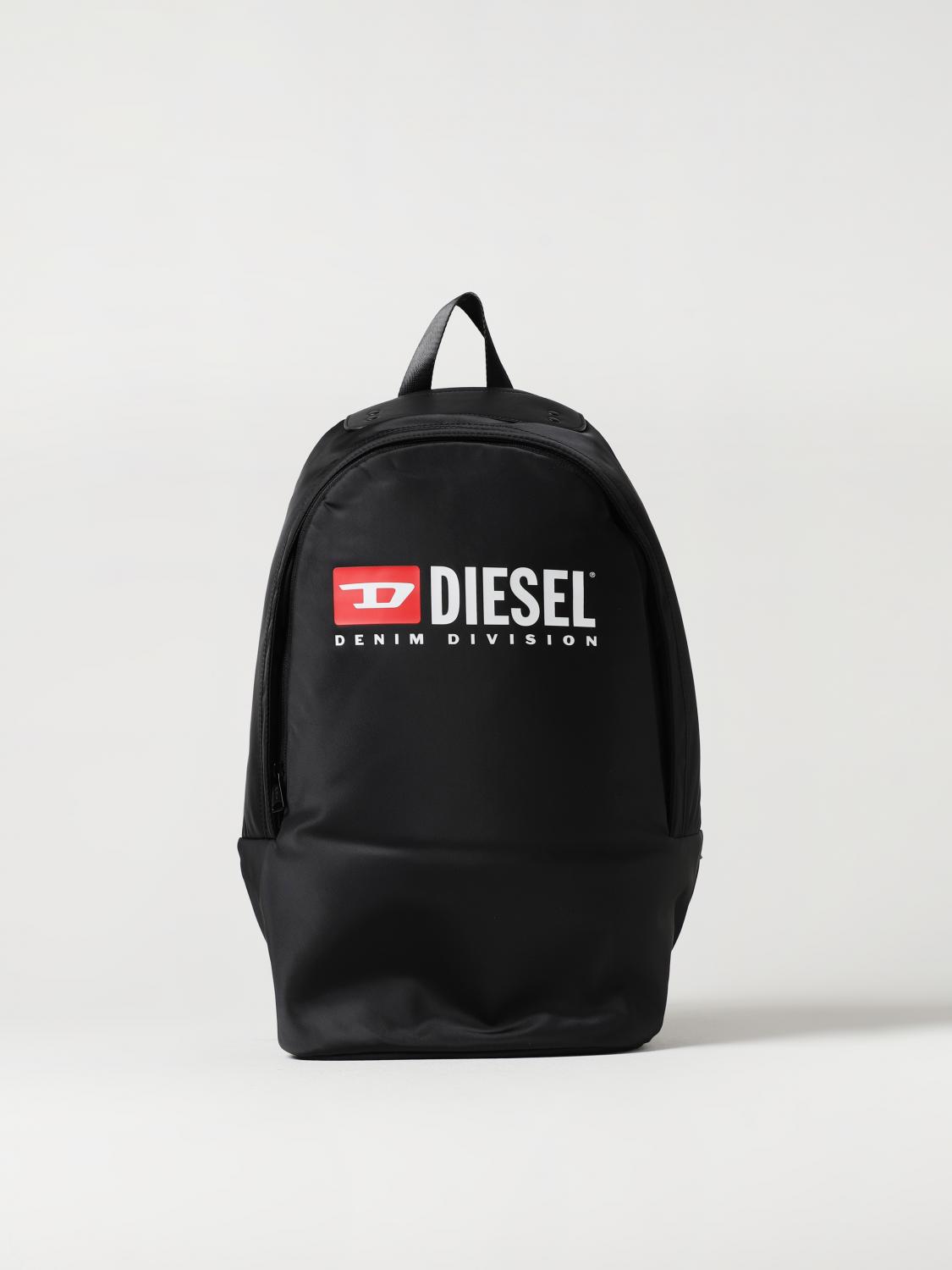 DIESEL: backpack in nylon with logo - Black | Diesel backpack ...