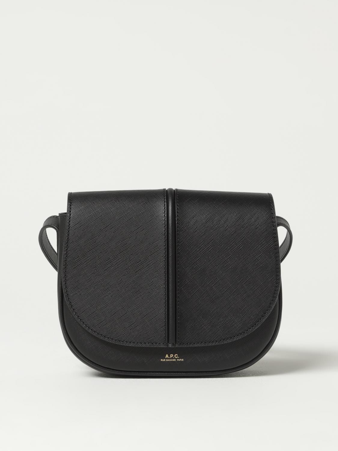 A.P.C. BORSA MINI: Borsa Betty A.P.C. in pelle saffiano con logo, Nero - Img 1