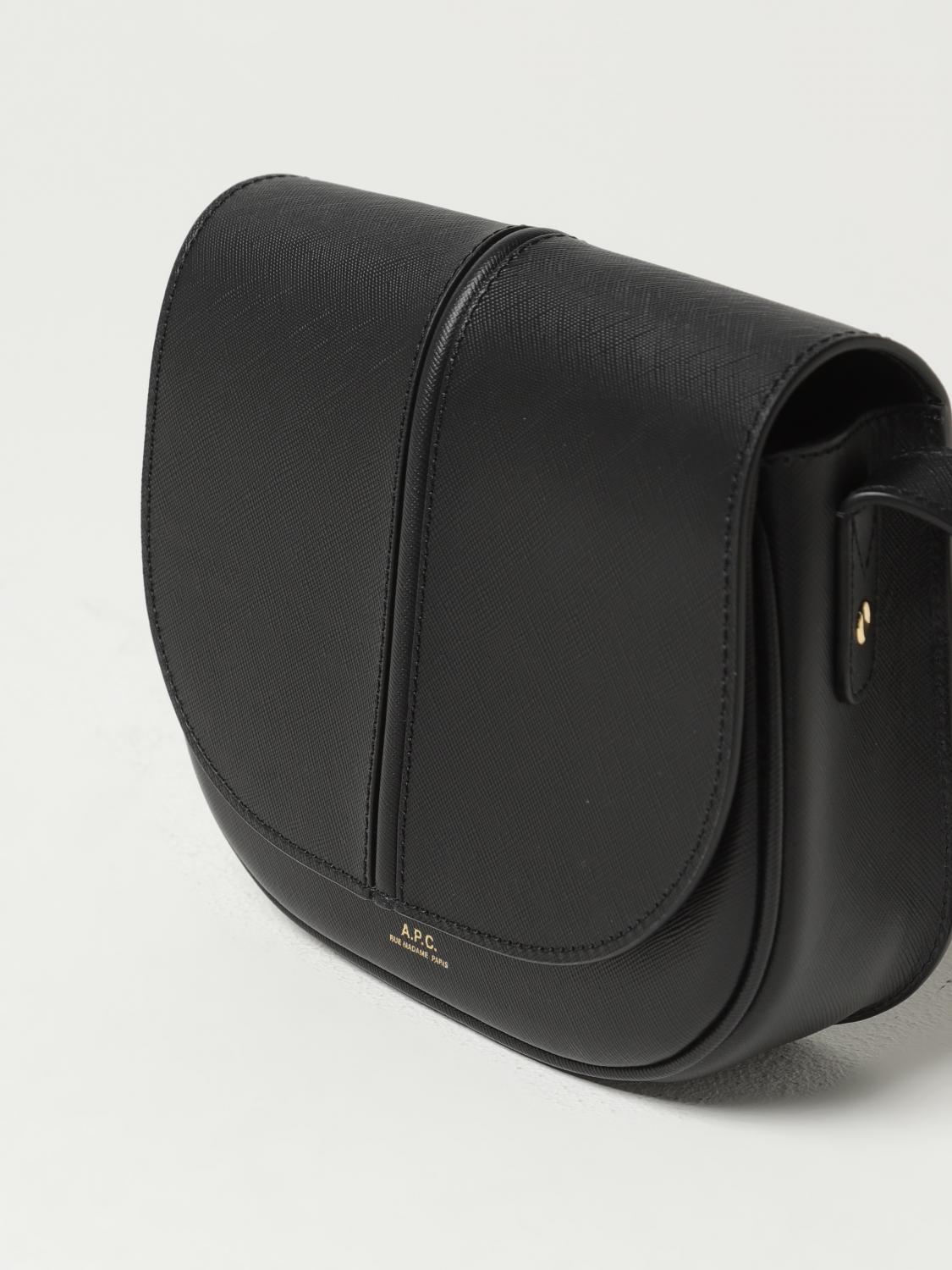 A.P.C. BORSA MINI: Borsa Betty A.P.C. in pelle saffiano con logo, Nero - Img 3