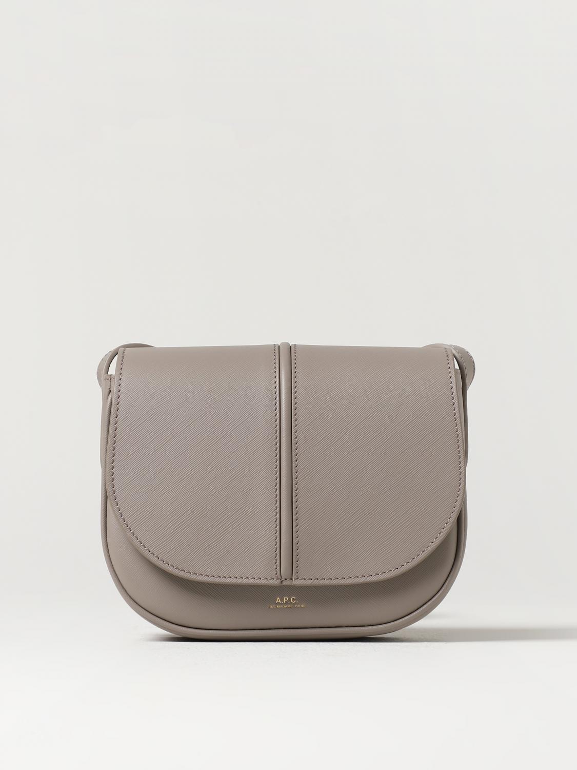 A.P.C. BORSA MINI: Borsa Betty A.P.C. in pelle saffiano con logo, Perla - Img 1