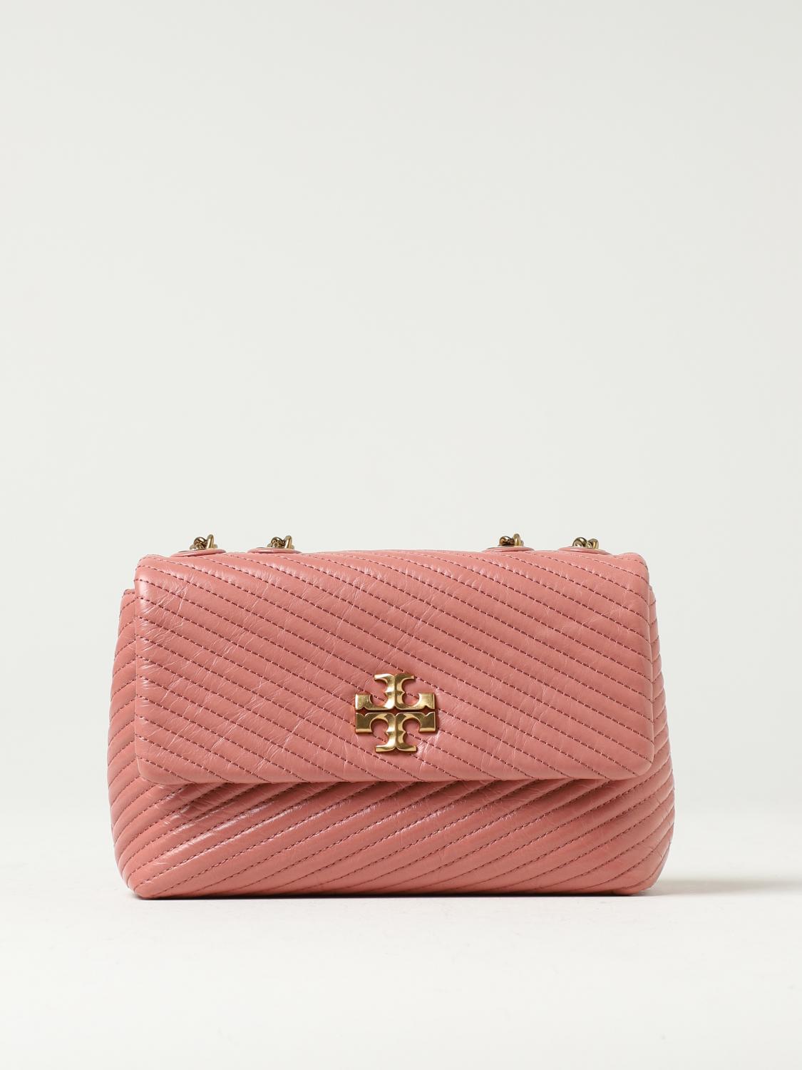 TORY BURCH: Kira Moto bag in quilted leather with monogram - Pink