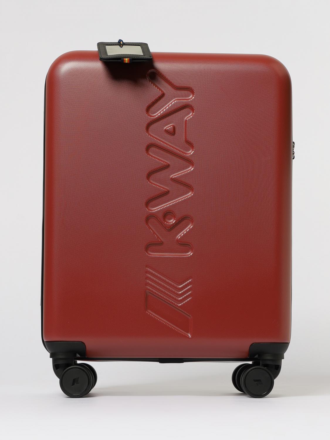 K-WAY VALIGIA: Trolley Small K-Way in ABS con logo impresso, Bordeaux - Img 1