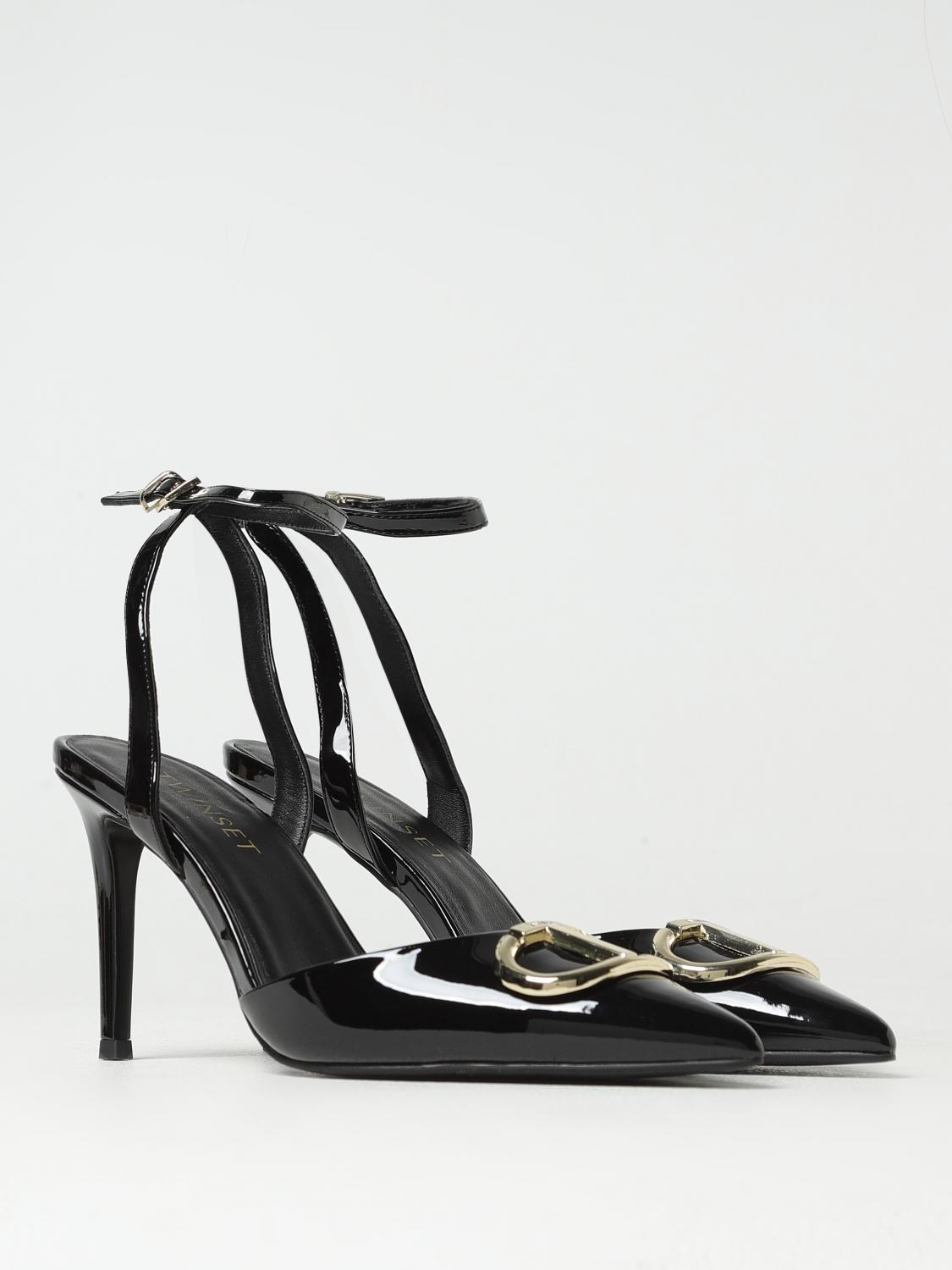 TWINSET SCARPE CON TACCO: Slingback Twinset in vernice, Nero - Img 2