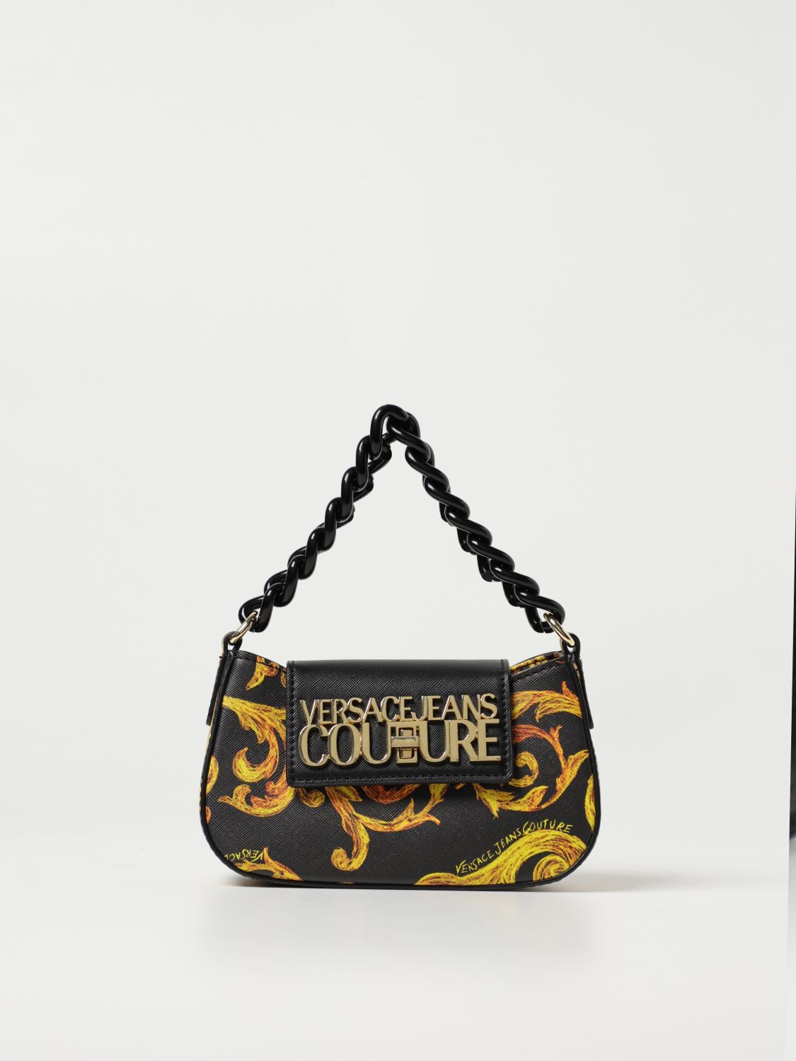 VERSACE JEANS COUTURE: bag in saffiano synthetic leather Black