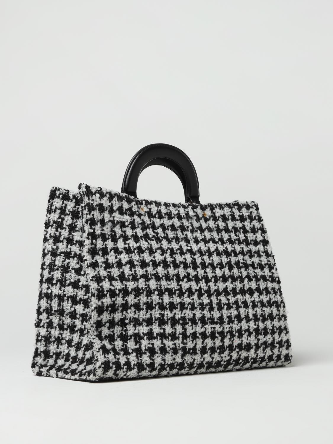 LIU JO BORSA A MANO: Borsa Brionia Liu Jo in tessuto motivo pied de poule, Nero - Img 2