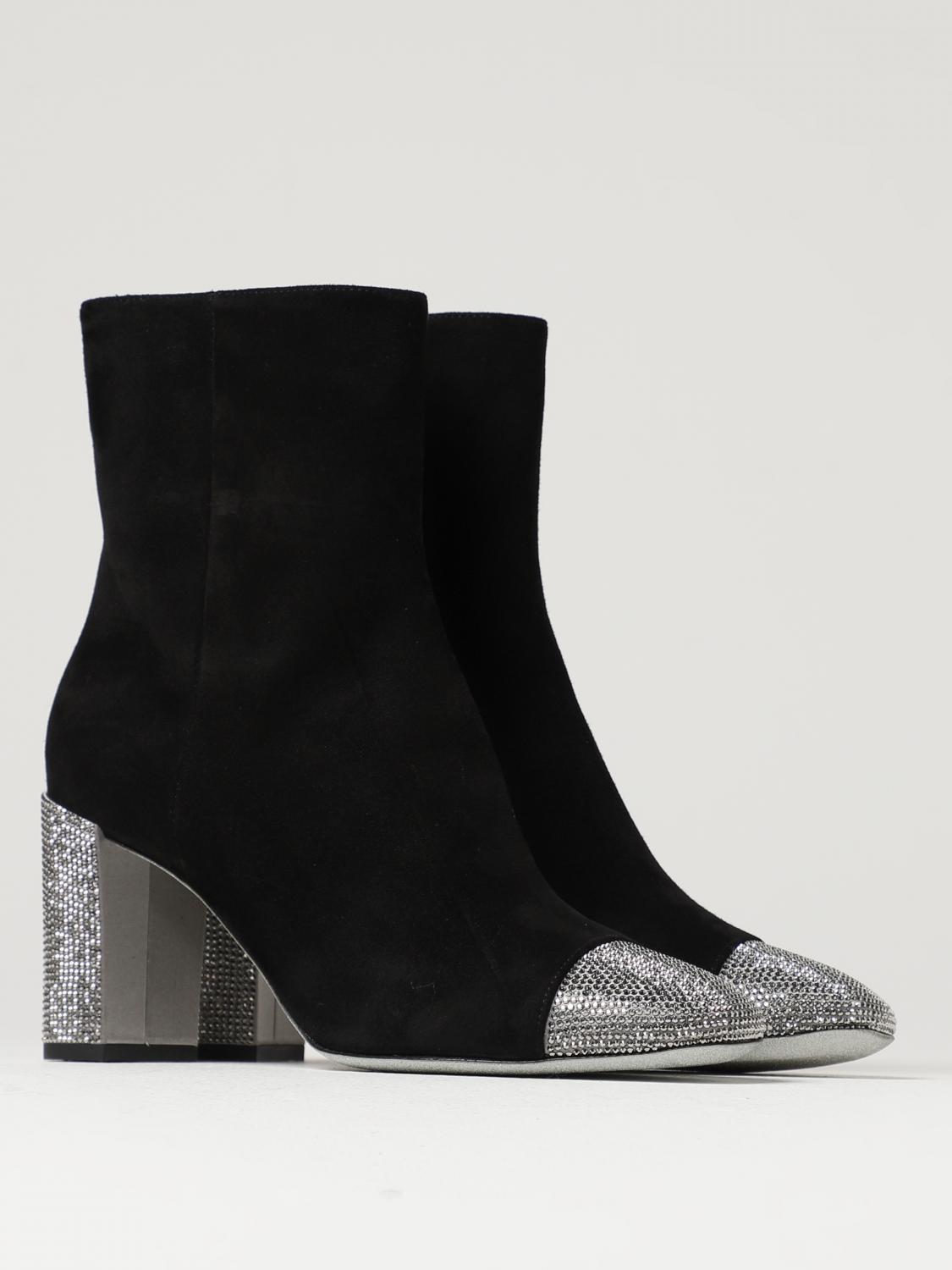 RENE CAOVILLA FLAT ANKLE BOOTS: Rene Caovilla Bonnie suede ankle boots with rhinestones, Black - Img 2