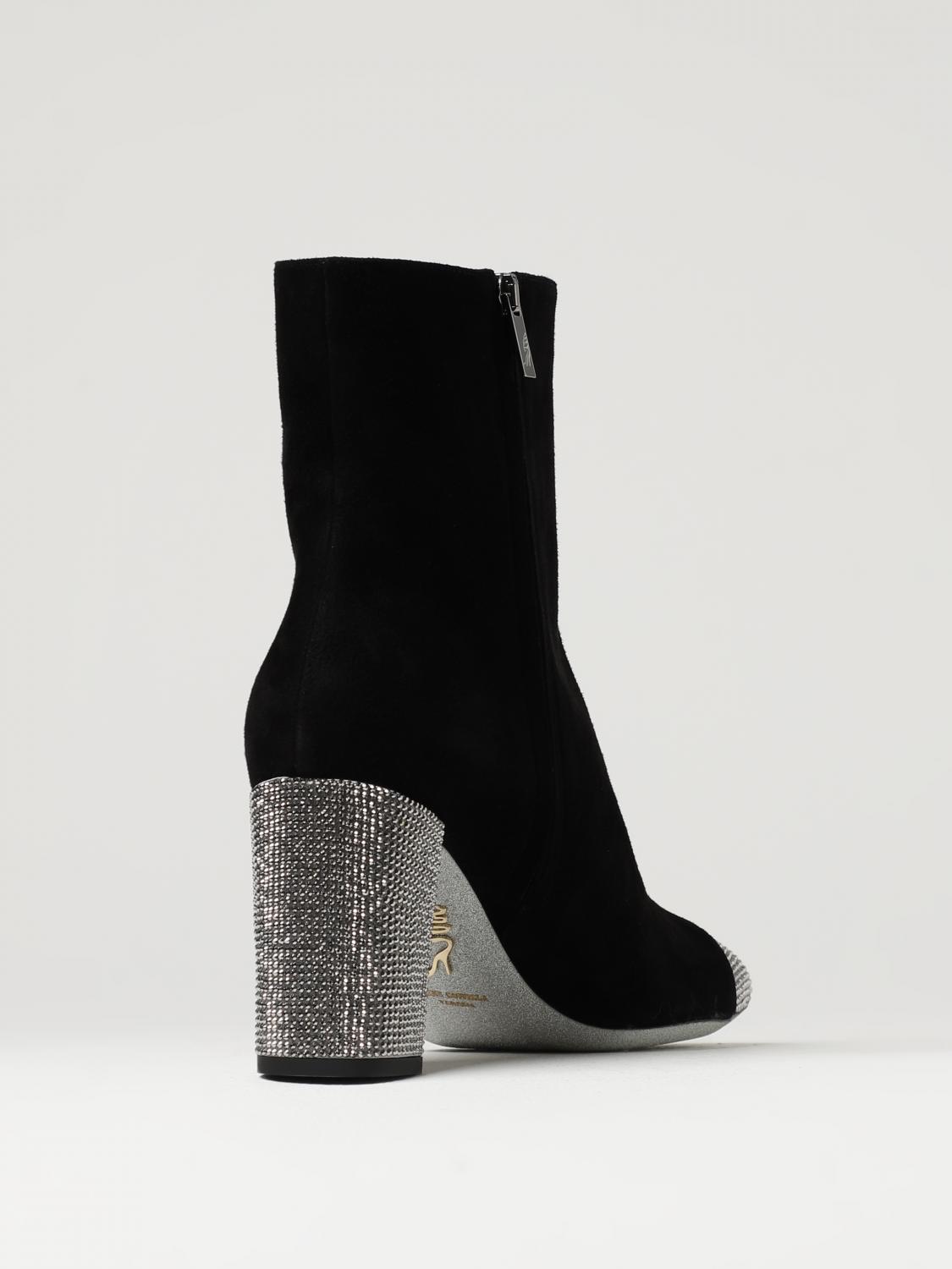 RENE CAOVILLA FLAT ANKLE BOOTS: Rene Caovilla Bonnie suede ankle boots with rhinestones, Black - Img 3