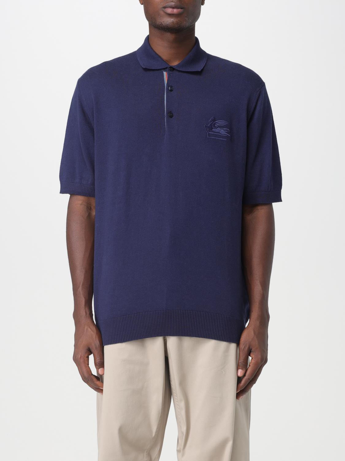 ETRO POLO: Polo Etro in cashmere e cotone, Blue - Img 1