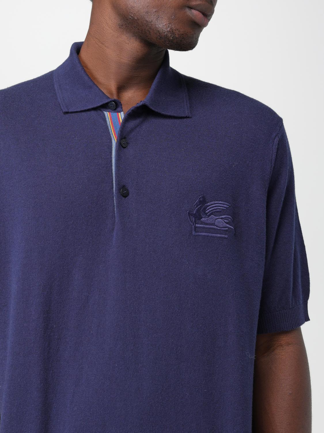 ETRO POLO: Polo Etro in cashmere e cotone, Blue - Img 5