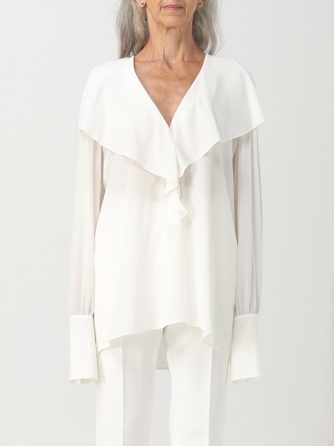 MAX MARA TOP: Blusa Max Mara in seta con volant, Bianco - Img 1