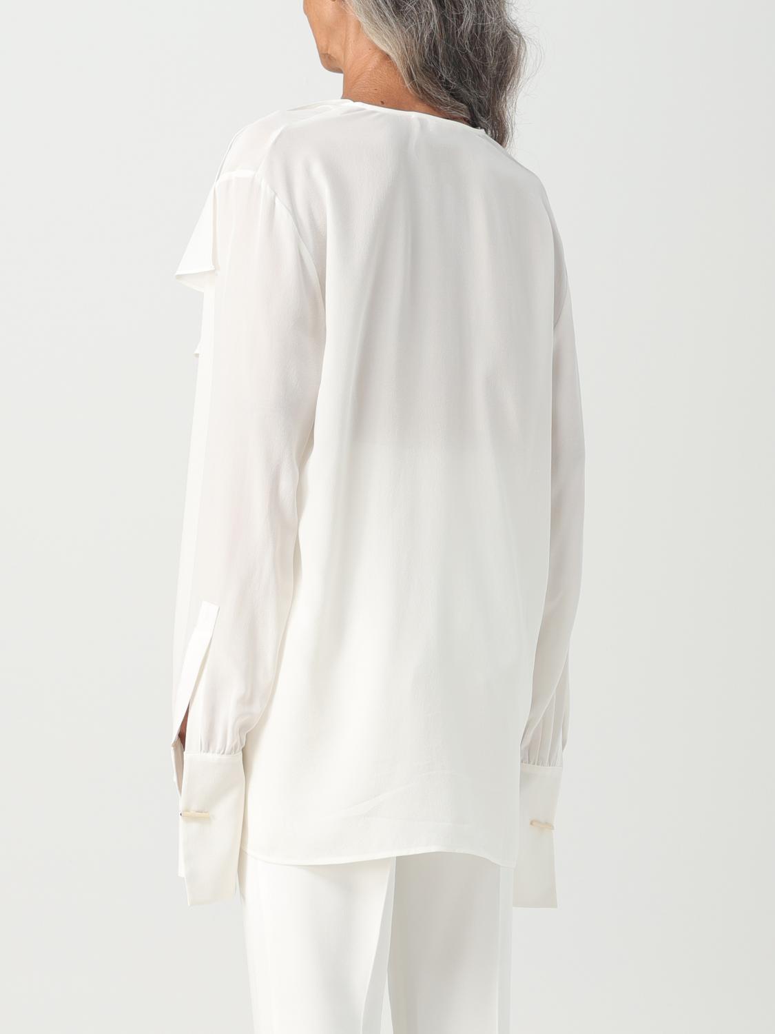 MAX MARA TOP: Blusa Max Mara in seta con volant, Bianco - Img 2