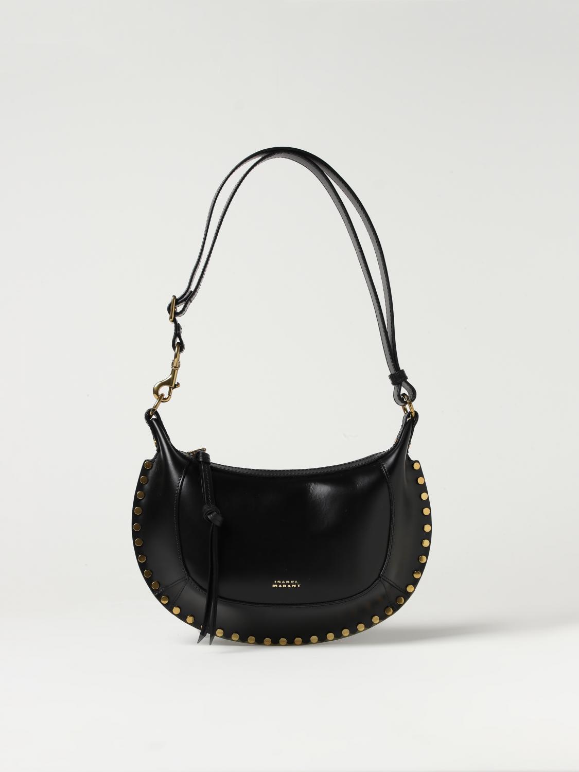 ISABEL MARANT BORSA A TRACOLLA: Borsa Oskan Moon Isabel Marant in pelle con borchie, Nero - Img 1