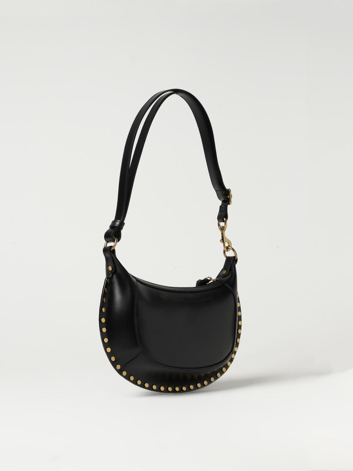 Isabel Marant Oskan Moon Leather Bag with Studs - Black