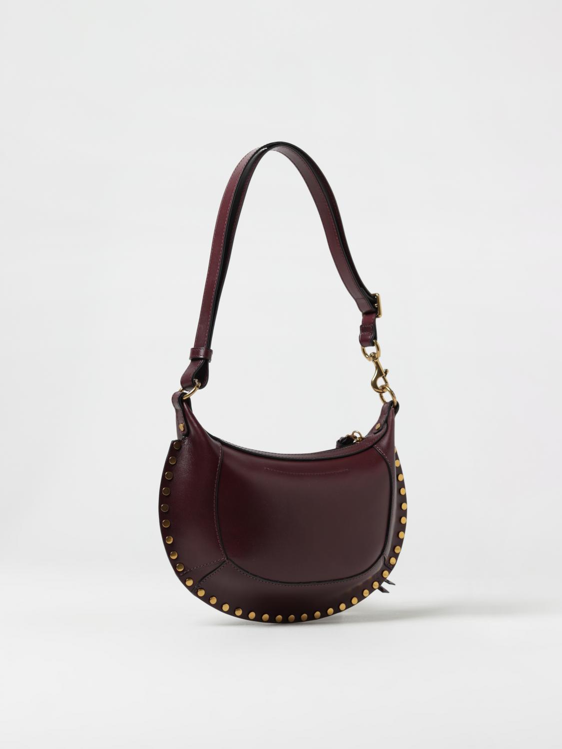 ISABEL MARANT BORSA A TRACOLLA: Borsa Oskan Moon Isabel Marant in pelle con borchie, Viola - Img 2
