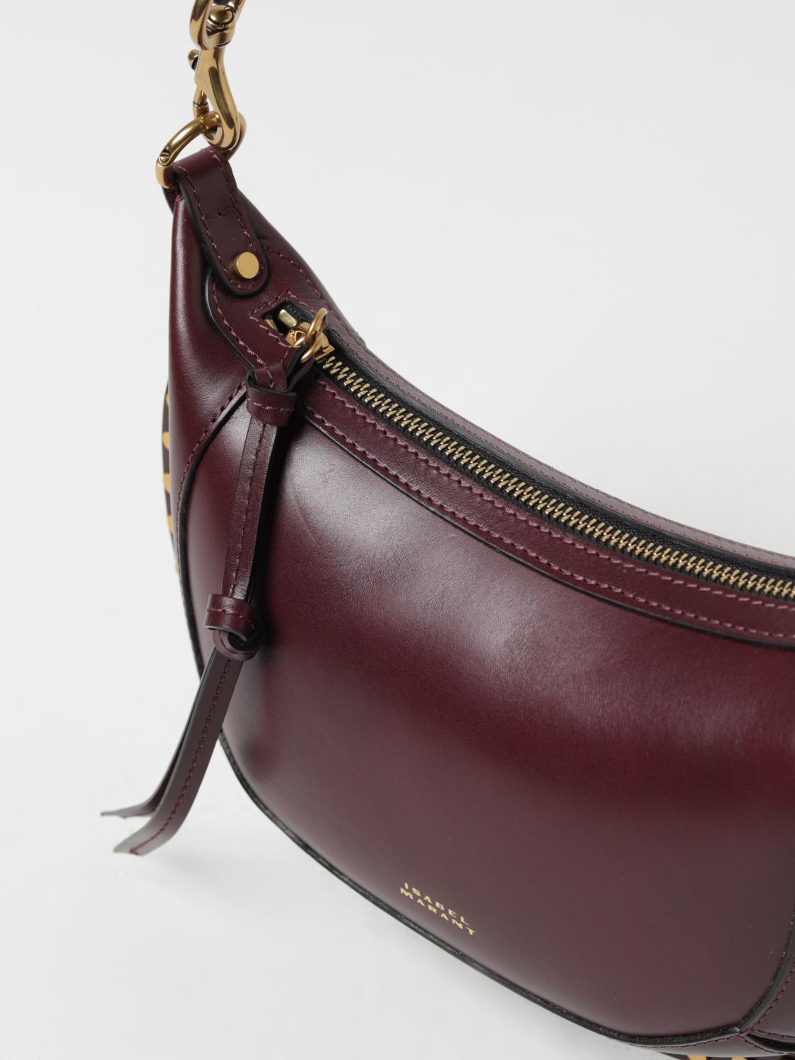 ISABEL MARANT BORSA A TRACOLLA: Borsa Oskan Moon Isabel Marant in pelle con borchie, Viola - Img 3