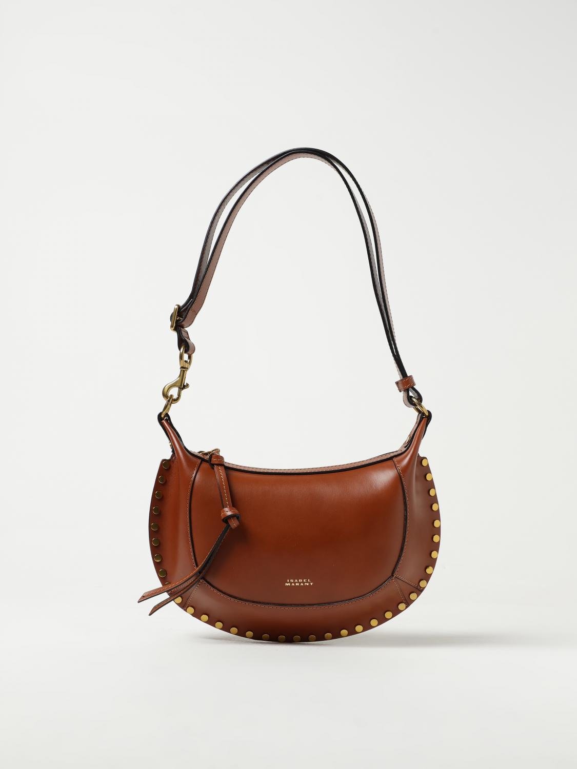 ISABEL MARANT BORSA A TRACOLLA: Borsa Oskan Moon Isabel Marant in pelle con borchie, Marrone - Img 1