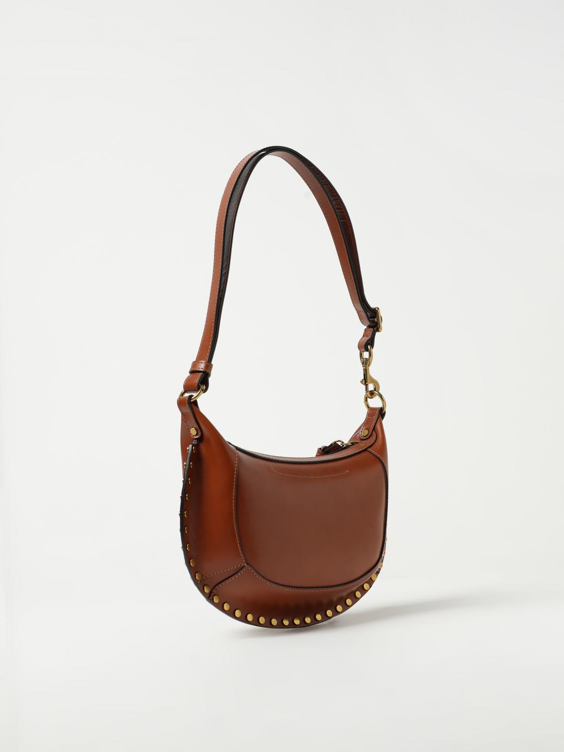 ISABEL MARANT BORSA A TRACOLLA: Borsa Oskan Moon Isabel Marant in pelle con borchie, Marrone - Img 2