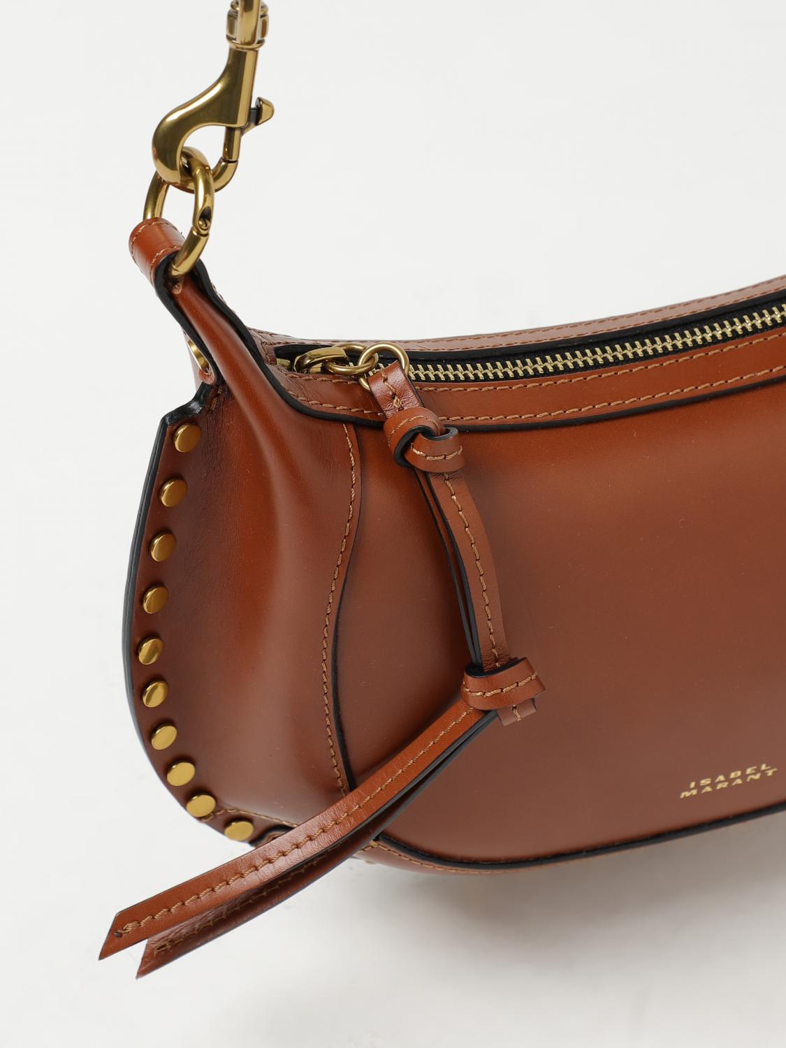 ISABEL MARANT BORSA A TRACOLLA: Borsa Oskan Moon Isabel Marant in pelle con borchie, Marrone - Img 3