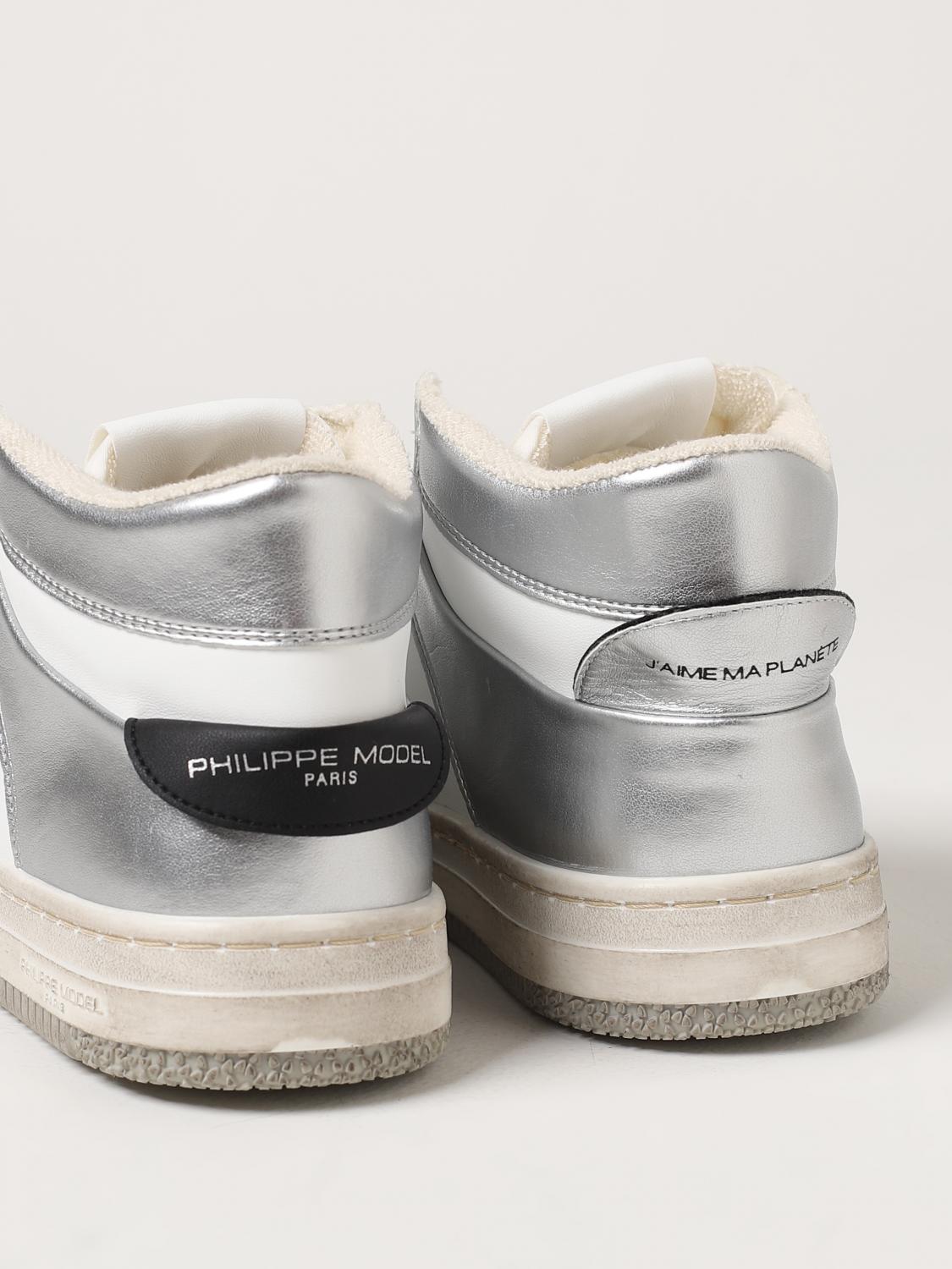 PHILIPPE MODEL SNEAKERS: Snekaers Mid Lyon Philippe Model in pelle, Bianco - Img 4