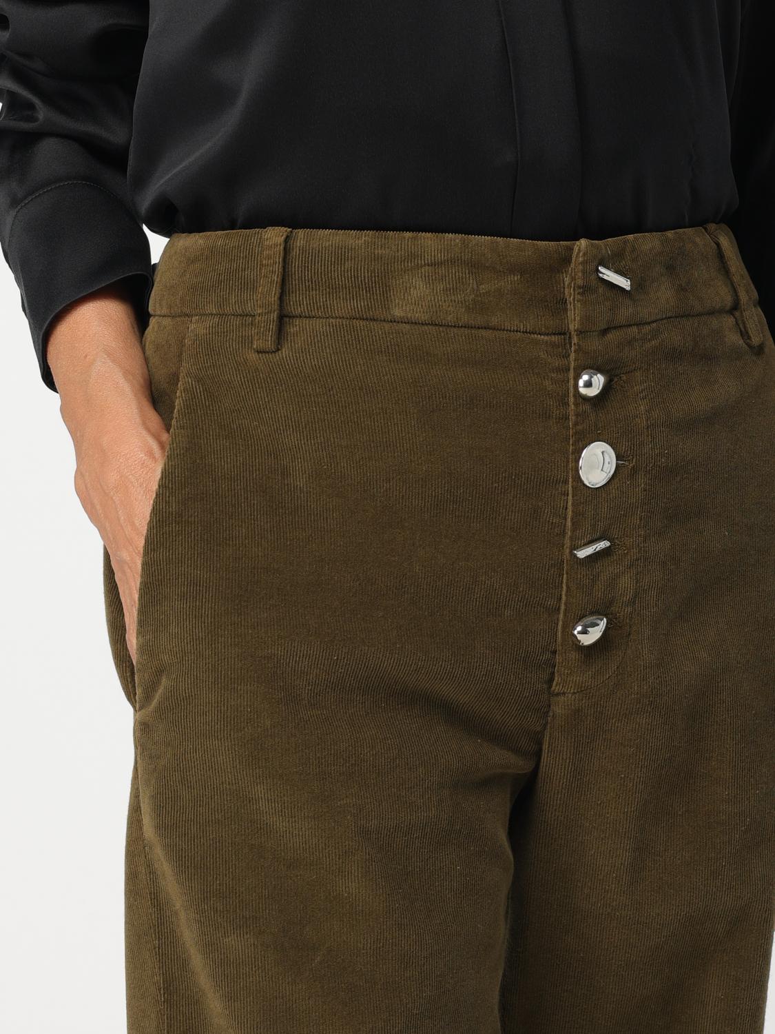 DONDUP PANTALONI: Pantalone cropped Dondup in velluto di misto cotone, Verde - Img 3