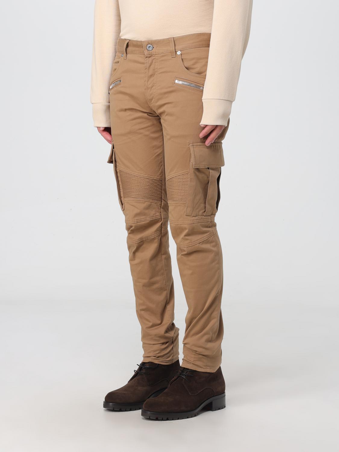 BALMAIN: pants in stretch cotton Beige Balmain pants