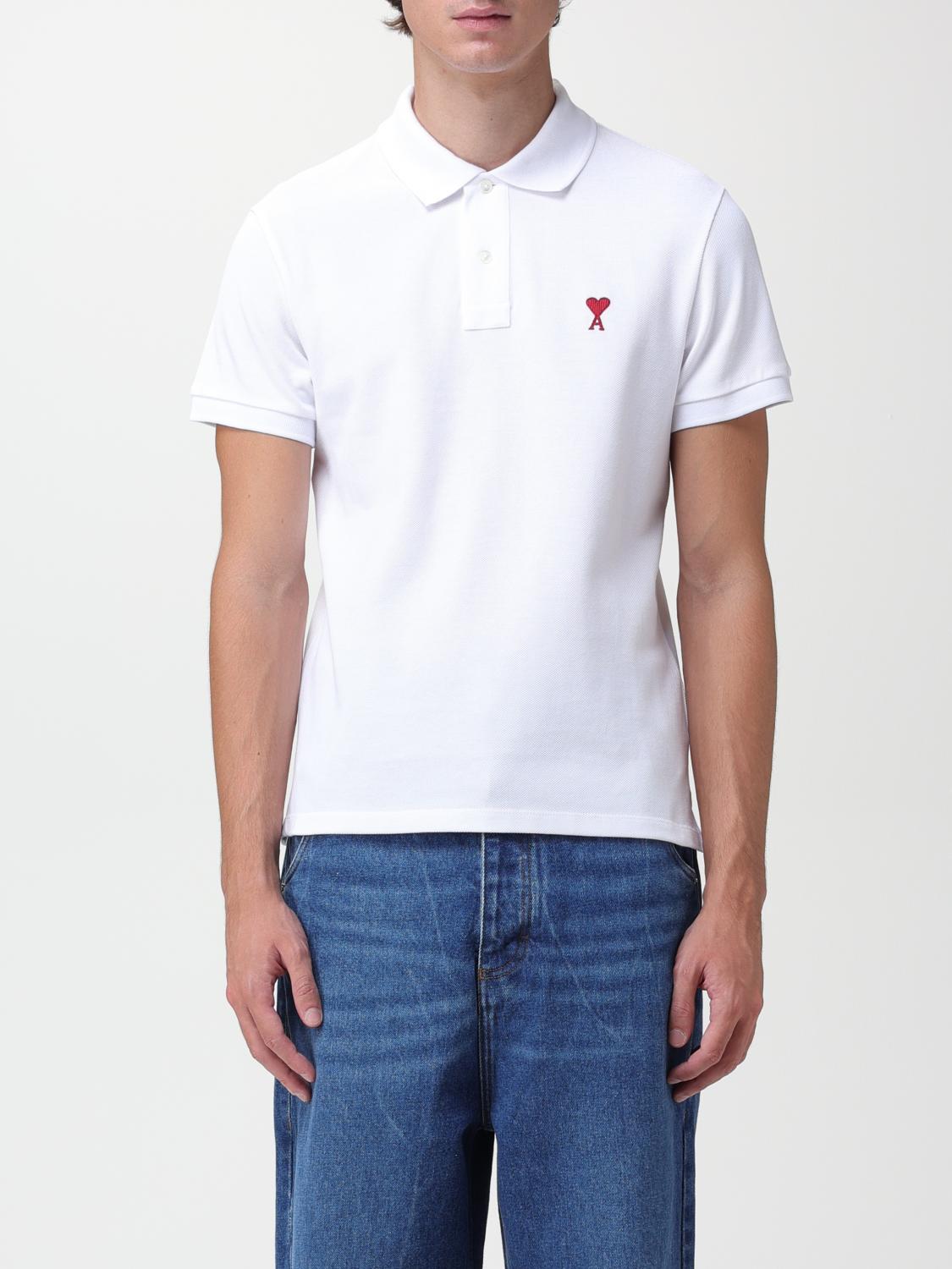Ami Paris Polo Shirt with Mini Logo - White | BFUPL001760 | GIGLIO.COM