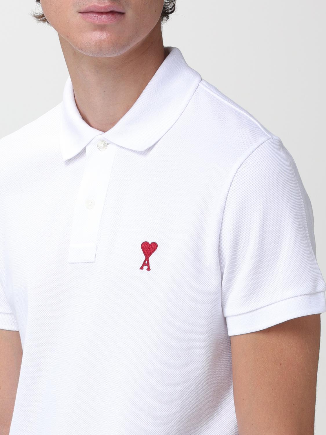 Ami Paris Polo Shirt with Mini Logo - White | BFUPL001760 | GIGLIO.COM