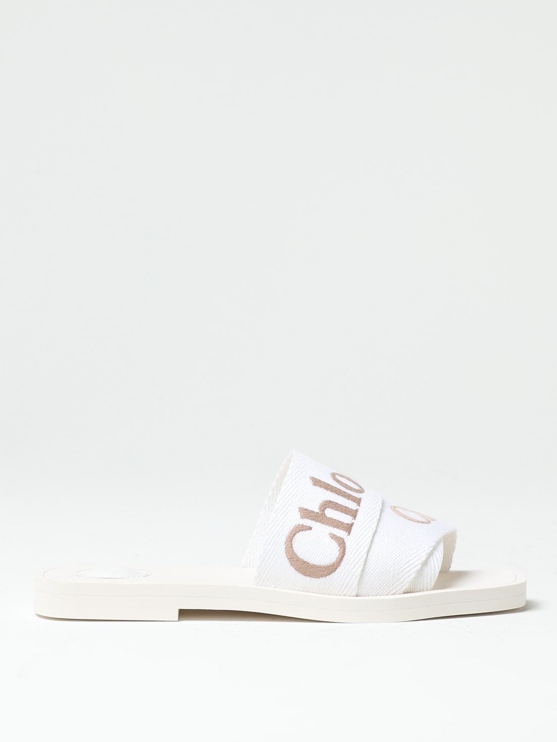 CHLOÉ: Shoes woman White Chloé flat sandals C23W188GH online