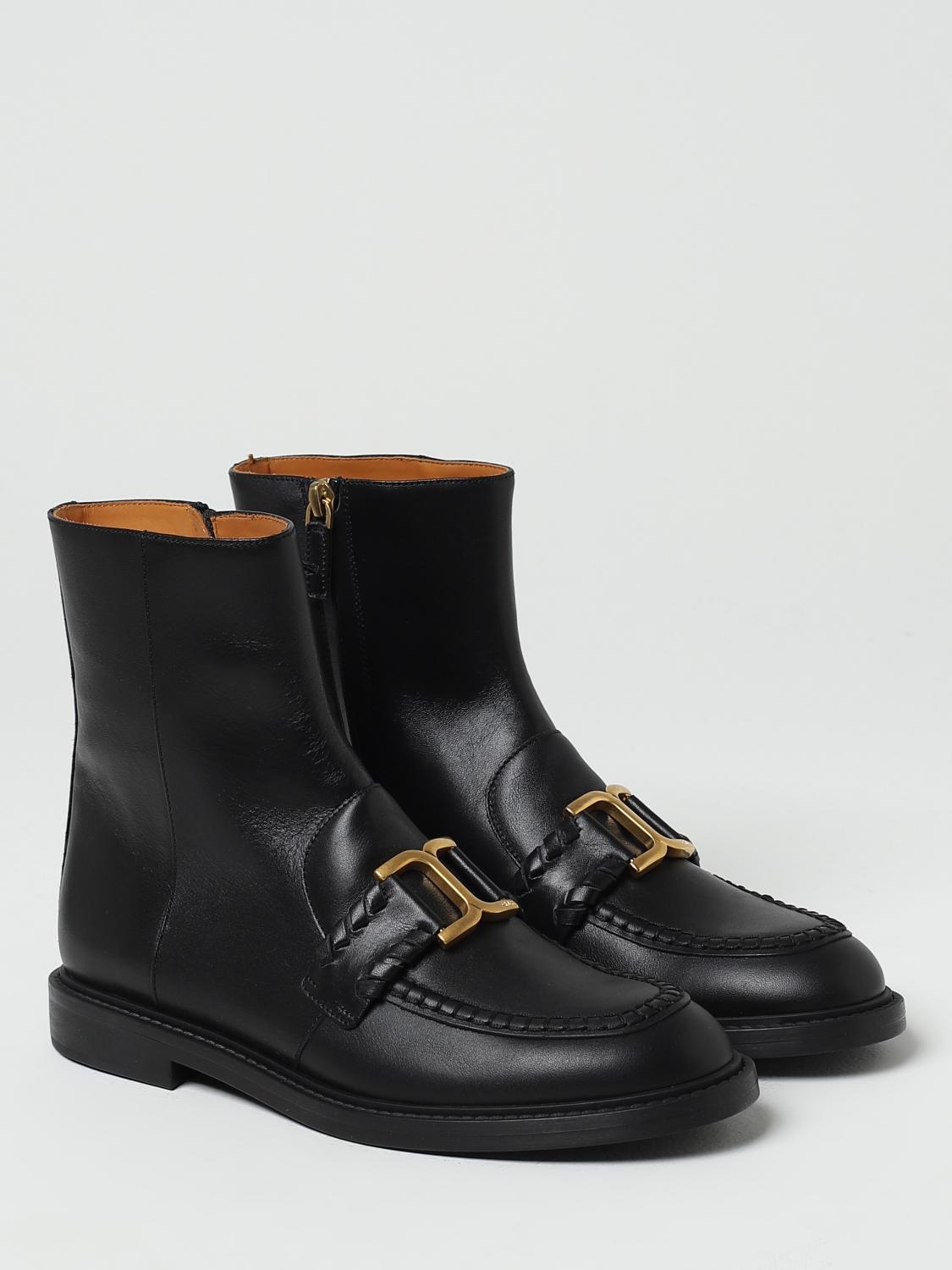 CHLOÉ FLAT ANKLE BOOT: Chloé Marcie leather ankle boots, Black - Img 2